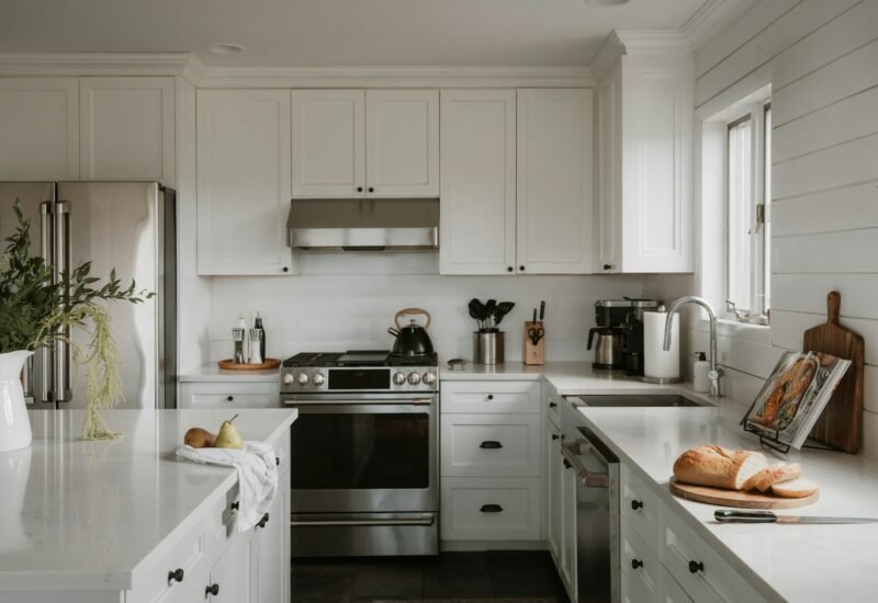 Bright kitchen with an island